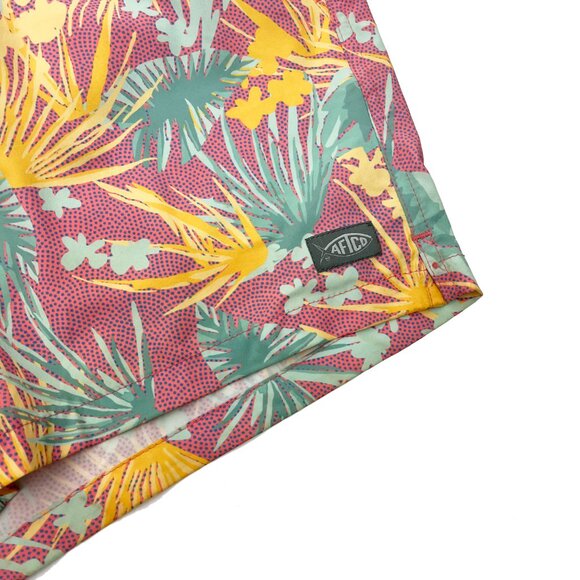 AFTCO Swimwear Swim Trunks Stretch Shorts Bathing Suit Tropical Mens S - Picture 2 of 4